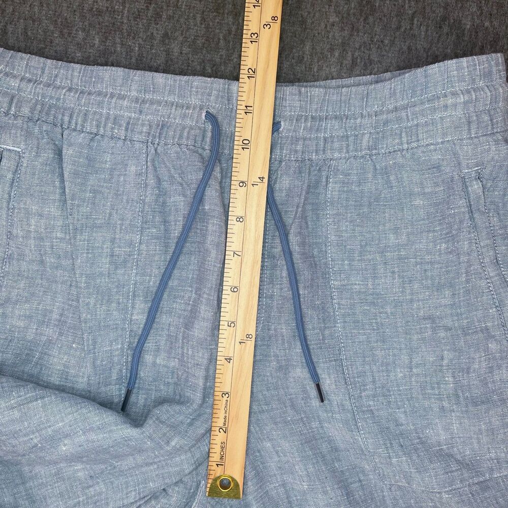 Athleta Cabo Linen Jogger Pants 10 Blue Drawstring Beach Coastal Resort Vacay - Picture 7 of 15